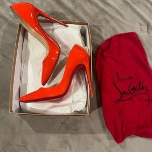 Christian Louboutin “So Kate” size 37.5 with 120 mm heel, bright orangey red